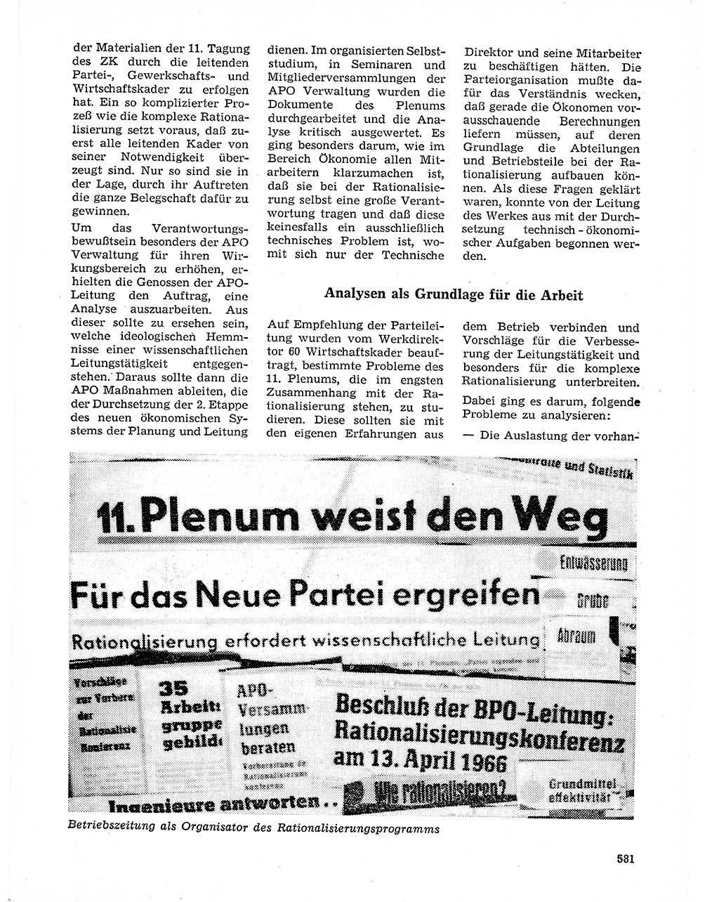 Neuer Weg (NW), Organ des Zentralkomitees (ZK) der SED (Sozialistische Einheitspartei Deutschlands) für Fragen des Parteilebens, 21. Jahrgang [Deutsche Demokratische Republik (DDR)] 1966, Seite 581 (NW ZK SED DDR 1966, S. 581)