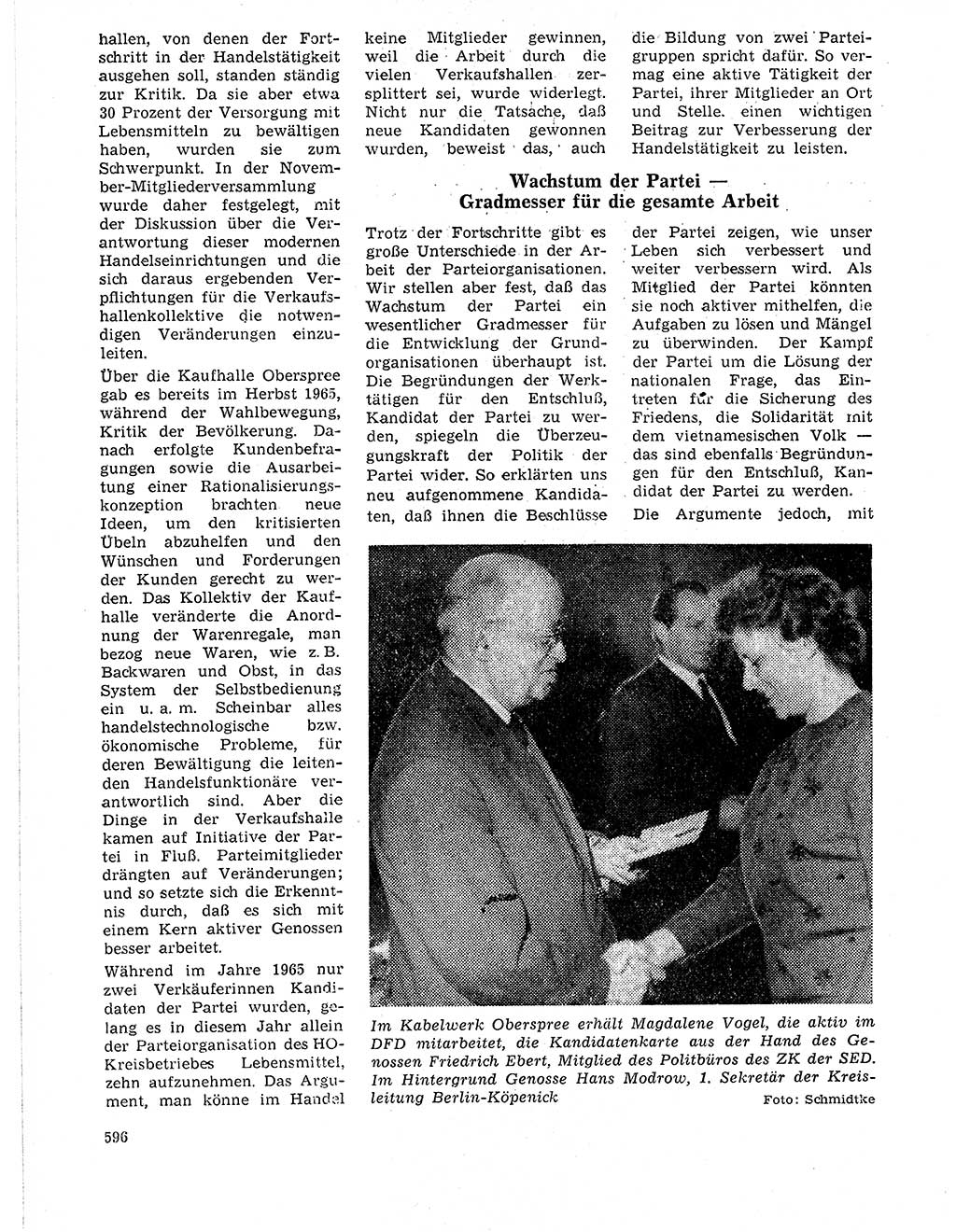 Neuer Weg (NW), Organ des Zentralkomitees (ZK) der SED (Sozialistische Einheitspartei Deutschlands) für Fragen des Parteilebens, 21. Jahrgang [Deutsche Demokratische Republik (DDR)] 1966, Seite 596 (NW ZK SED DDR 1966, S. 596)