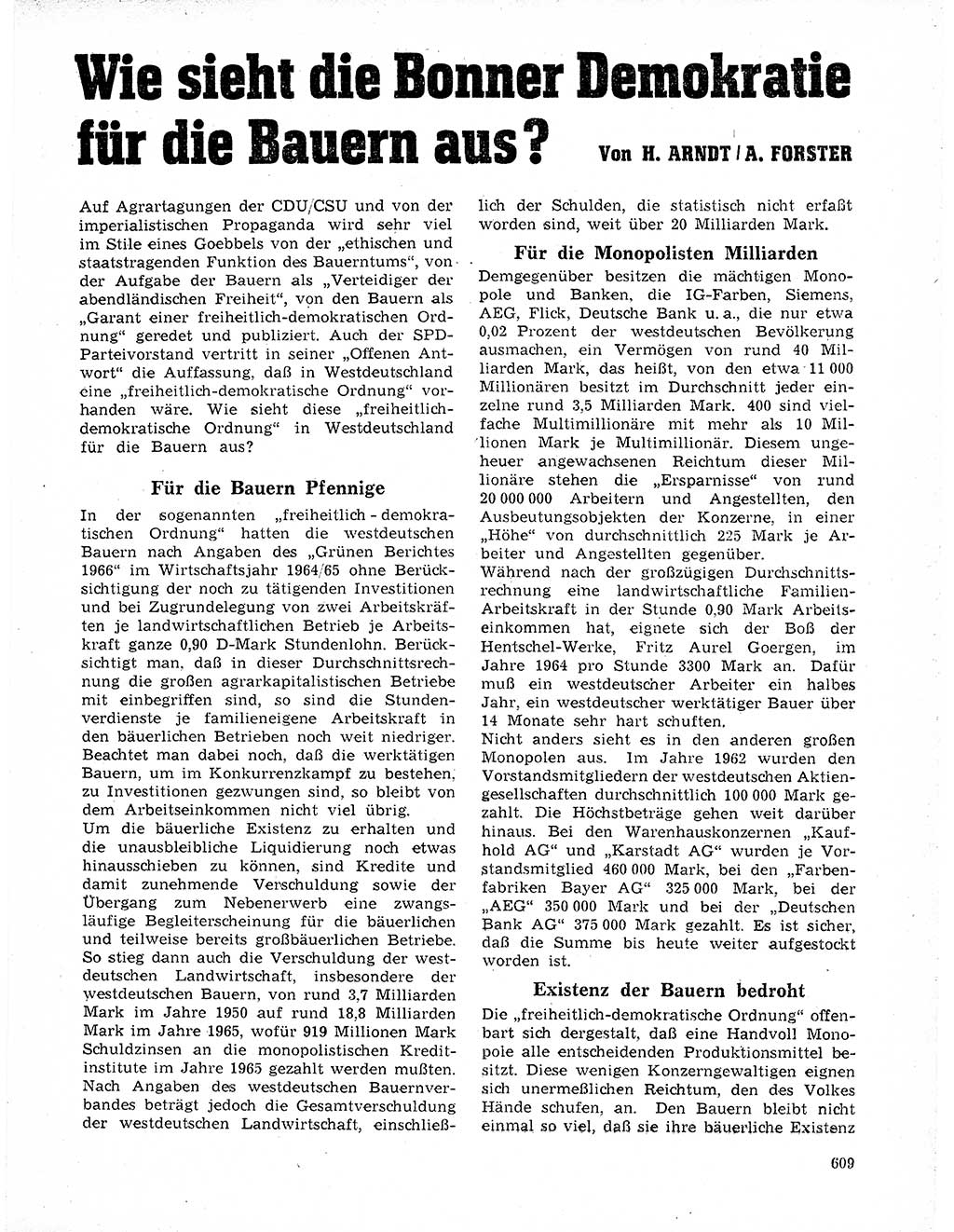 Neuer Weg (NW), Organ des Zentralkomitees (ZK) der SED (Sozialistische Einheitspartei Deutschlands) für Fragen des Parteilebens, 21. Jahrgang [Deutsche Demokratische Republik (DDR)] 1966, Seite 609 (NW ZK SED DDR 1966, S. 609)