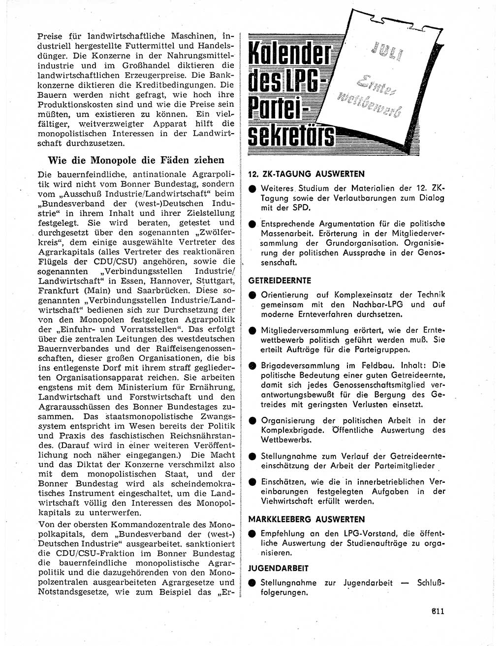 Neuer Weg (NW), Organ des Zentralkomitees (ZK) der SED (Sozialistische Einheitspartei Deutschlands) für Fragen des Parteilebens, 21. Jahrgang [Deutsche Demokratische Republik (DDR)] 1966, Seite 611 (NW ZK SED DDR 1966, S. 611)