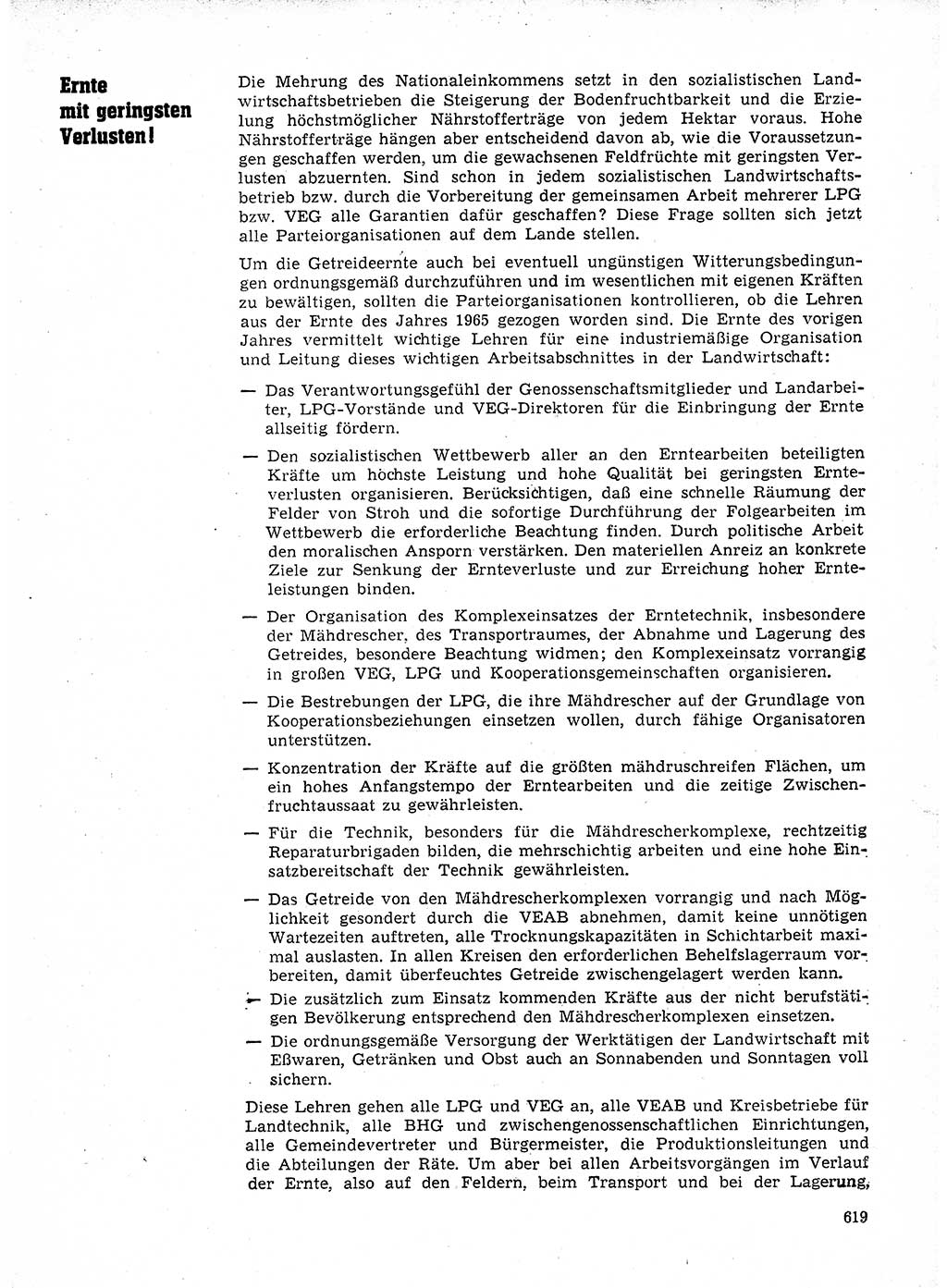 Neuer Weg (NW), Organ des Zentralkomitees (ZK) der SED (Sozialistische Einheitspartei Deutschlands) für Fragen des Parteilebens, 21. Jahrgang [Deutsche Demokratische Republik (DDR)] 1966, Seite 619 (NW ZK SED DDR 1966, S. 619)