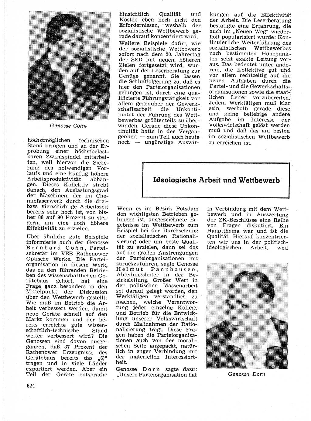 Neuer Weg (NW), Organ des Zentralkomitees (ZK) der SED (Sozialistische Einheitspartei Deutschlands) für Fragen des Parteilebens, 21. Jahrgang [Deutsche Demokratische Republik (DDR)] 1966, Seite 624 (NW ZK SED DDR 1966, S. 624)