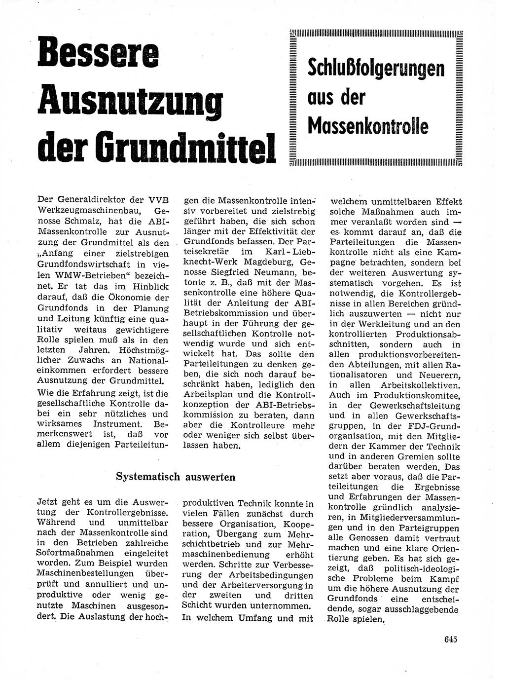 Neuer Weg (NW), Organ des Zentralkomitees (ZK) der SED (Sozialistische Einheitspartei Deutschlands) für Fragen des Parteilebens, 21. Jahrgang [Deutsche Demokratische Republik (DDR)] 1966, Seite 645 (NW ZK SED DDR 1966, S. 645)