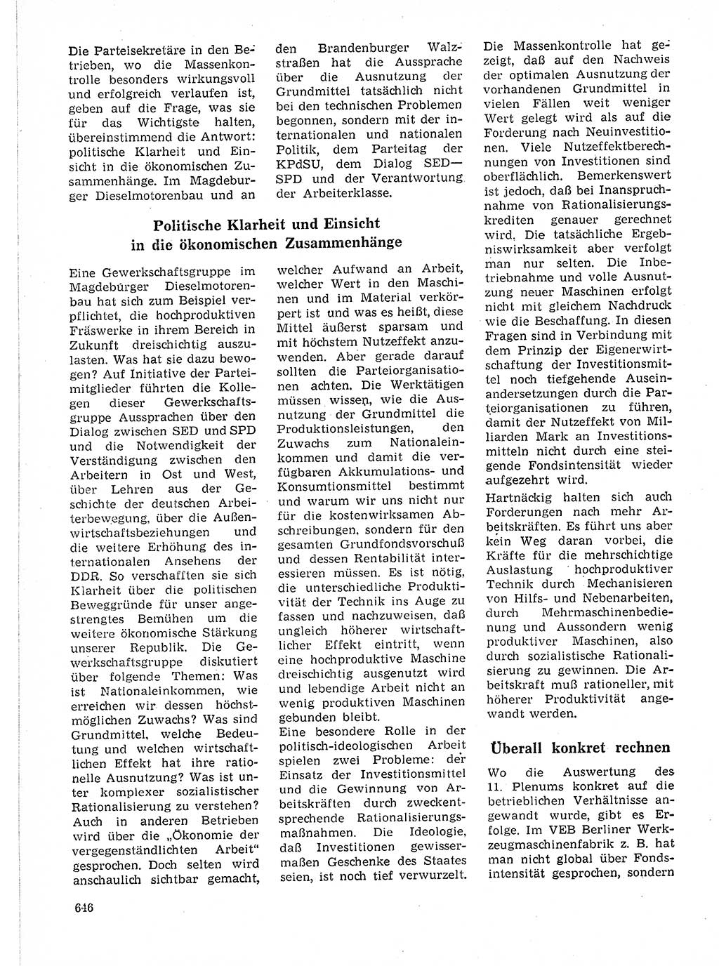 Neuer Weg (NW), Organ des Zentralkomitees (ZK) der SED (Sozialistische Einheitspartei Deutschlands) für Fragen des Parteilebens, 21. Jahrgang [Deutsche Demokratische Republik (DDR)] 1966, Seite 646 (NW ZK SED DDR 1966, S. 646)