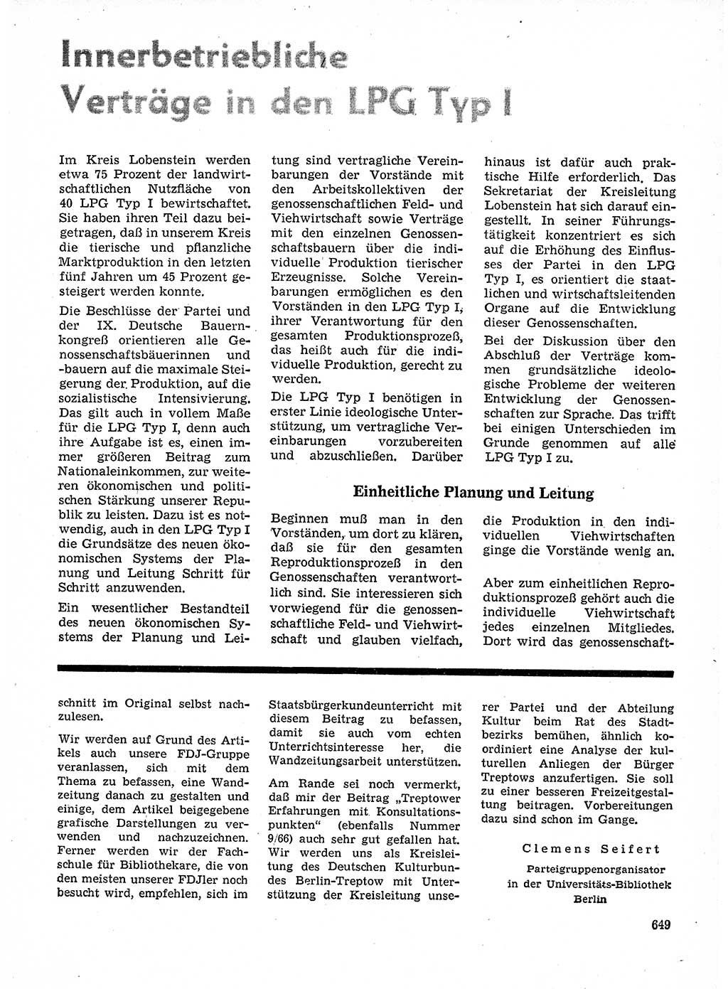 Neuer Weg (NW), Organ des Zentralkomitees (ZK) der SED (Sozialistische Einheitspartei Deutschlands) für Fragen des Parteilebens, 21. Jahrgang [Deutsche Demokratische Republik (DDR)] 1966, Seite 649 (NW ZK SED DDR 1966, S. 649)