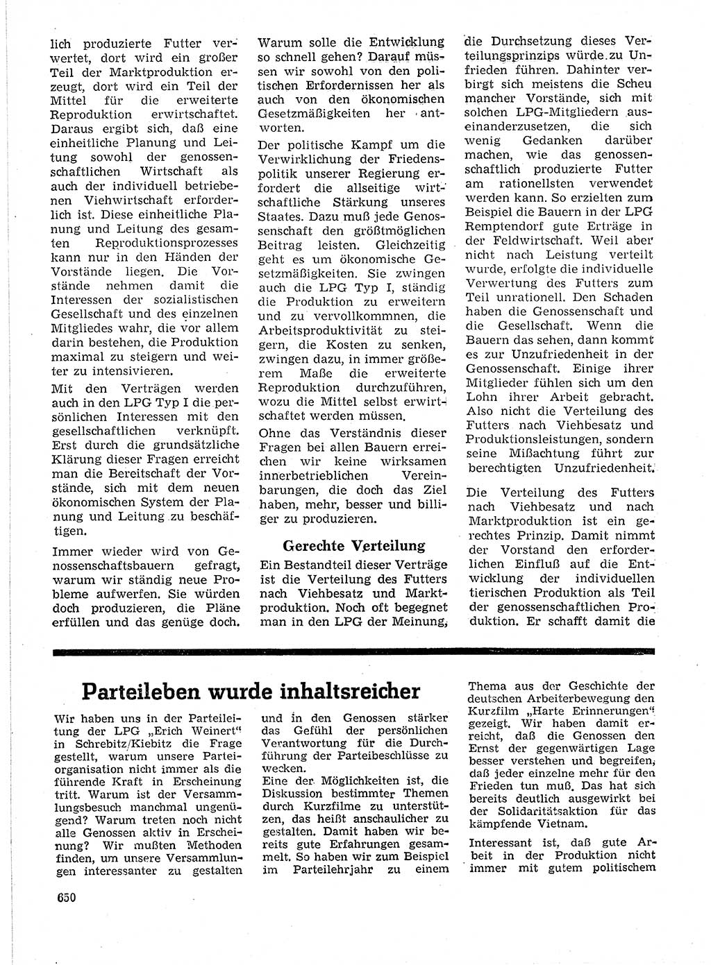 Neuer Weg (NW), Organ des Zentralkomitees (ZK) der SED (Sozialistische Einheitspartei Deutschlands) für Fragen des Parteilebens, 21. Jahrgang [Deutsche Demokratische Republik (DDR)] 1966, Seite 650 (NW ZK SED DDR 1966, S. 650)