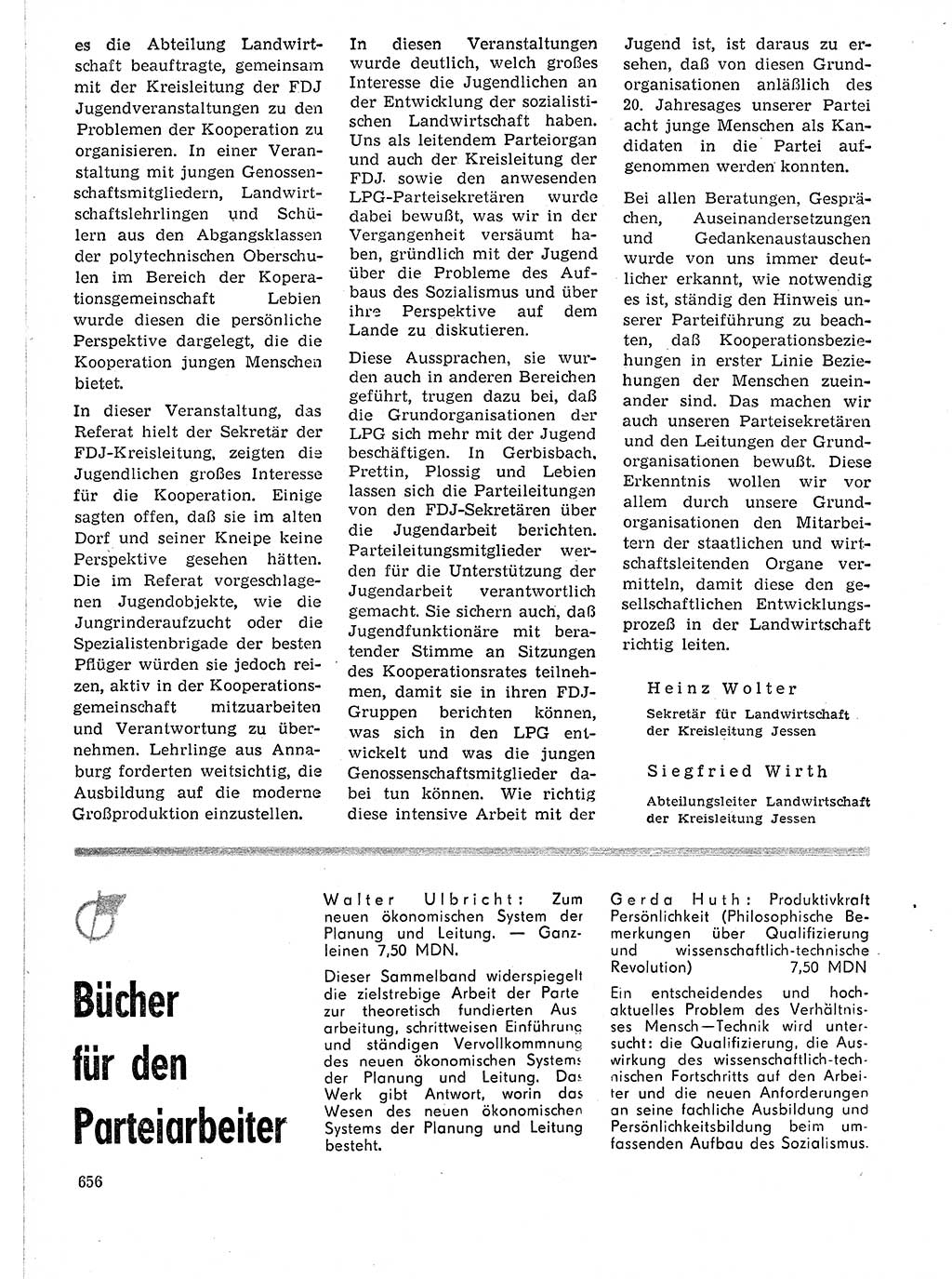 Neuer Weg (NW), Organ des Zentralkomitees (ZK) der SED (Sozialistische Einheitspartei Deutschlands) für Fragen des Parteilebens, 21. Jahrgang [Deutsche Demokratische Republik (DDR)] 1966, Seite 656 (NW ZK SED DDR 1966, S. 656)