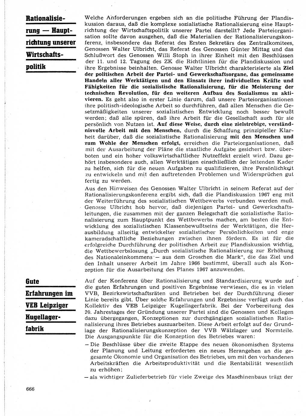 Neuer Weg (NW), Organ des Zentralkomitees (ZK) der SED (Sozialistische Einheitspartei Deutschlands) für Fragen des Parteilebens, 21. Jahrgang [Deutsche Demokratische Republik (DDR)] 1966, Seite 666 (NW ZK SED DDR 1966, S. 666)