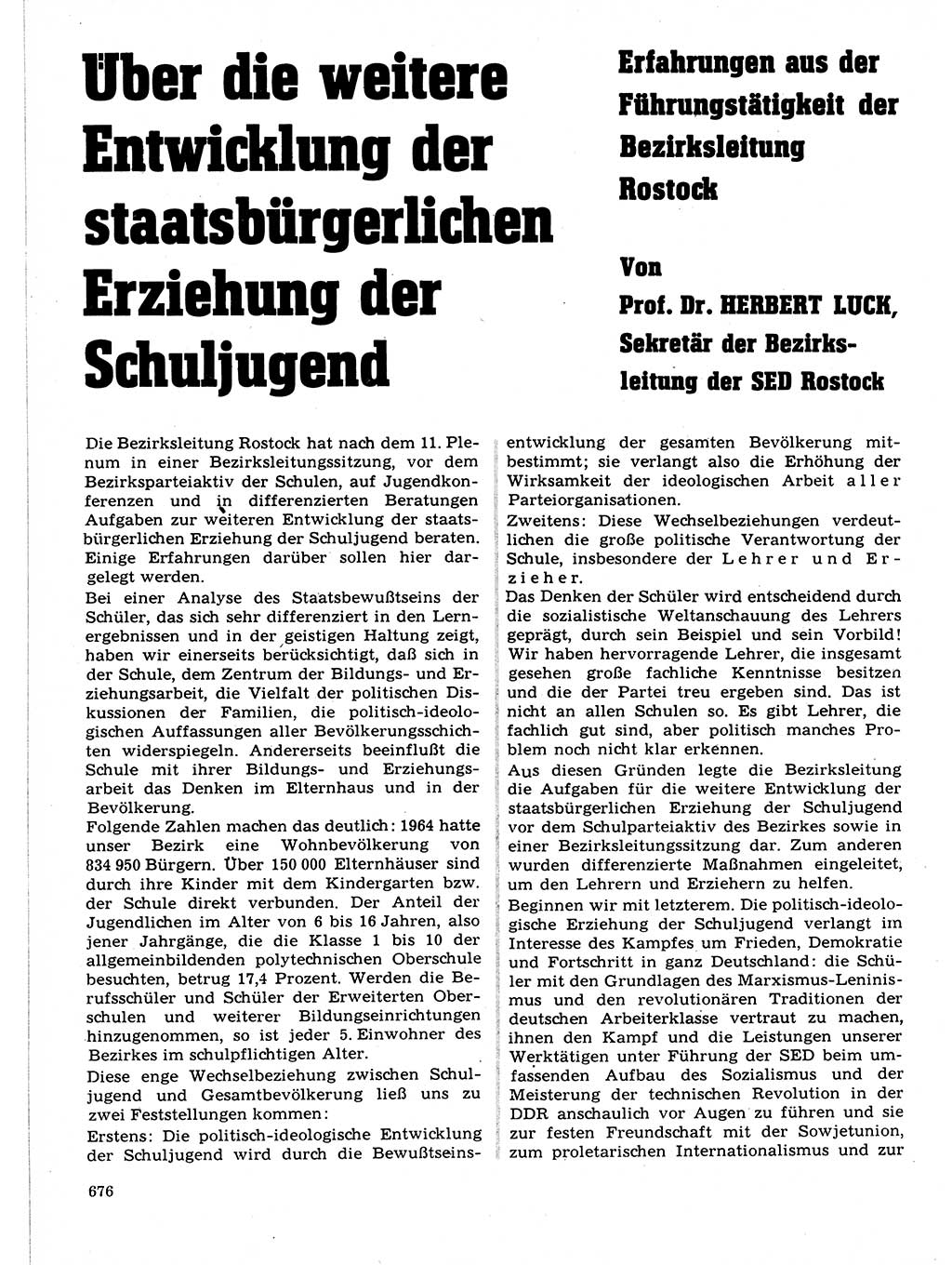 Neuer Weg (NW), Organ des Zentralkomitees (ZK) der SED (Sozialistische Einheitspartei Deutschlands) für Fragen des Parteilebens, 21. Jahrgang [Deutsche Demokratische Republik (DDR)] 1966, Seite 676 (NW ZK SED DDR 1966, S. 676)