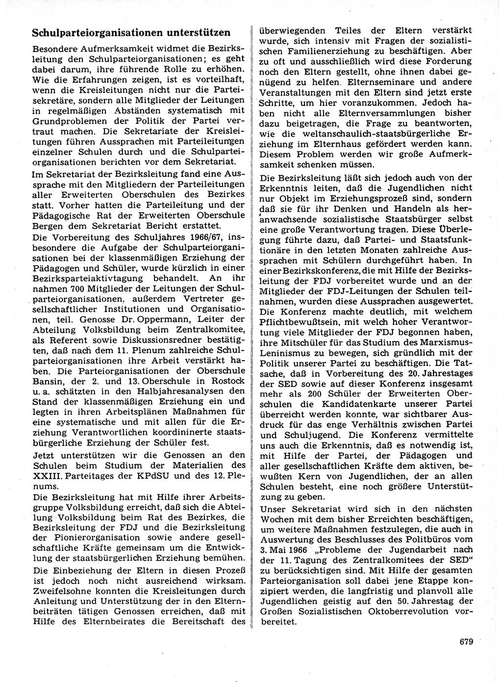 Neuer Weg (NW), Organ des Zentralkomitees (ZK) der SED (Sozialistische Einheitspartei Deutschlands) für Fragen des Parteilebens, 21. Jahrgang [Deutsche Demokratische Republik (DDR)] 1966, Seite 679 (NW ZK SED DDR 1966, S. 679)