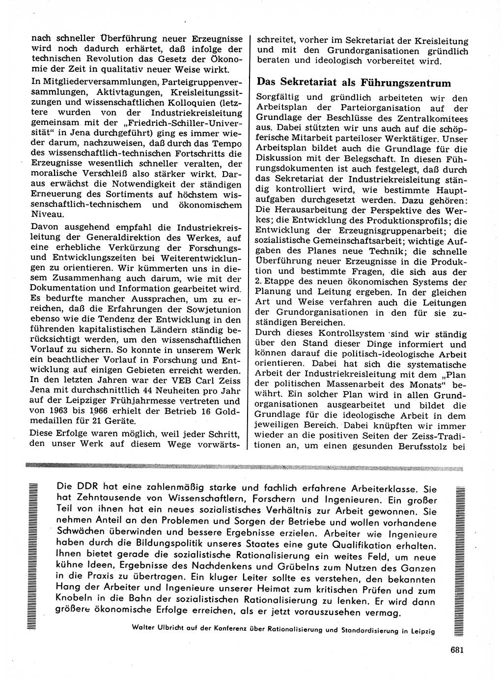 Neuer Weg (NW), Organ des Zentralkomitees (ZK) der SED (Sozialistische Einheitspartei Deutschlands) für Fragen des Parteilebens, 21. Jahrgang [Deutsche Demokratische Republik (DDR)] 1966, Seite 681 (NW ZK SED DDR 1966, S. 681)