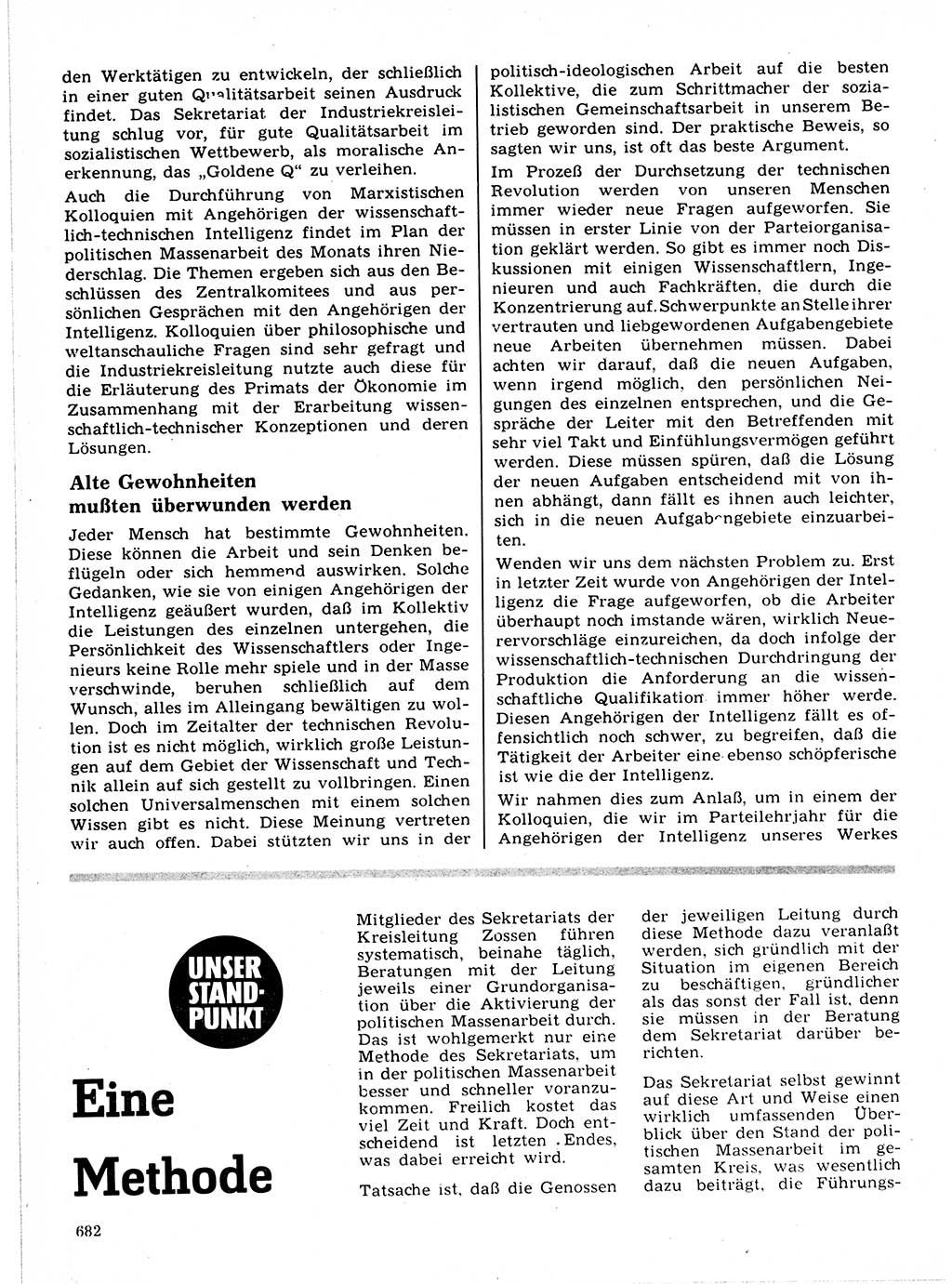 Neuer Weg (NW), Organ des Zentralkomitees (ZK) der SED (Sozialistische Einheitspartei Deutschlands) für Fragen des Parteilebens, 21. Jahrgang [Deutsche Demokratische Republik (DDR)] 1966, Seite 682 (NW ZK SED DDR 1966, S. 682)
