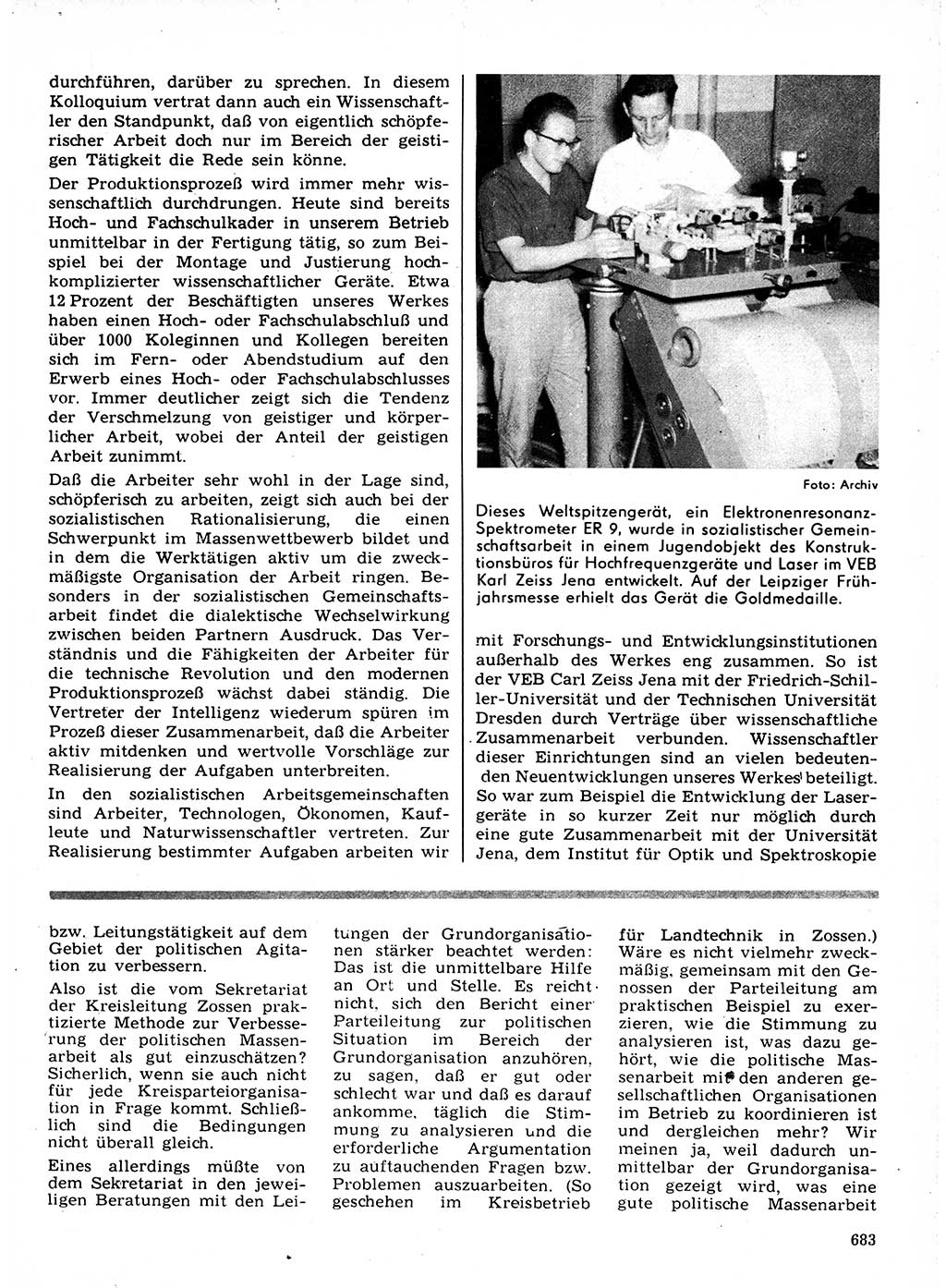 Neuer Weg (NW), Organ des Zentralkomitees (ZK) der SED (Sozialistische Einheitspartei Deutschlands) für Fragen des Parteilebens, 21. Jahrgang [Deutsche Demokratische Republik (DDR)] 1966, Seite 683 (NW ZK SED DDR 1966, S. 683)