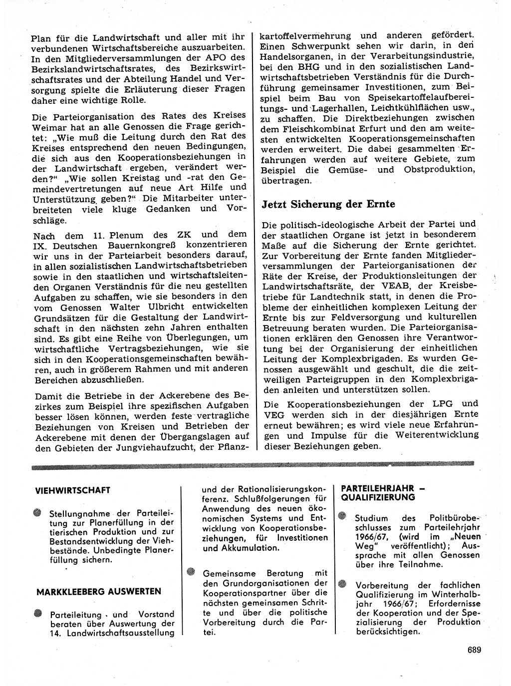Neuer Weg (NW), Organ des Zentralkomitees (ZK) der SED (Sozialistische Einheitspartei Deutschlands) für Fragen des Parteilebens, 21. Jahrgang [Deutsche Demokratische Republik (DDR)] 1966, Seite 689 (NW ZK SED DDR 1966, S. 689)