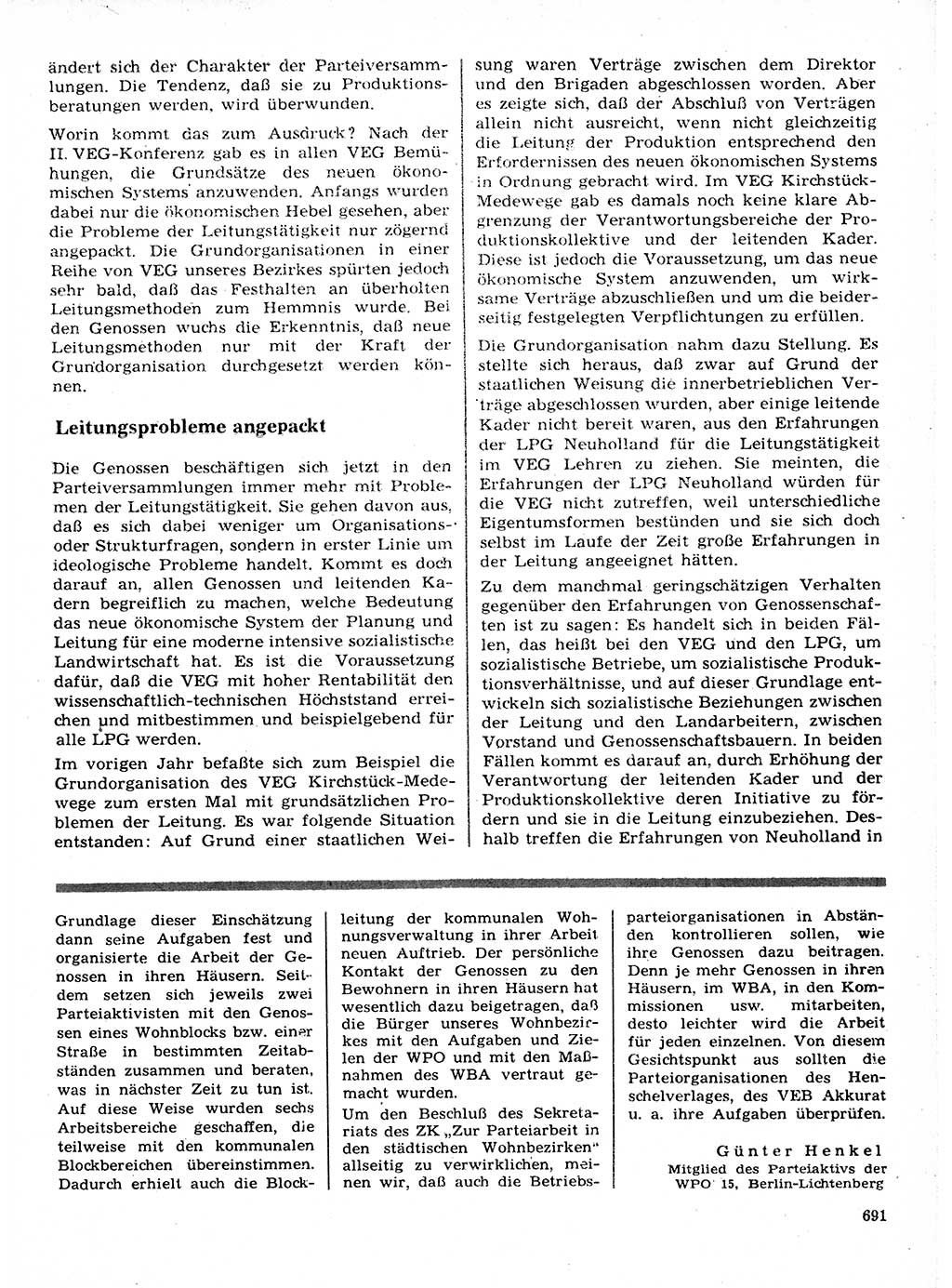 Neuer Weg (NW), Organ des Zentralkomitees (ZK) der SED (Sozialistische Einheitspartei Deutschlands) für Fragen des Parteilebens, 21. Jahrgang [Deutsche Demokratische Republik (DDR)] 1966, Seite 691 (NW ZK SED DDR 1966, S. 691)