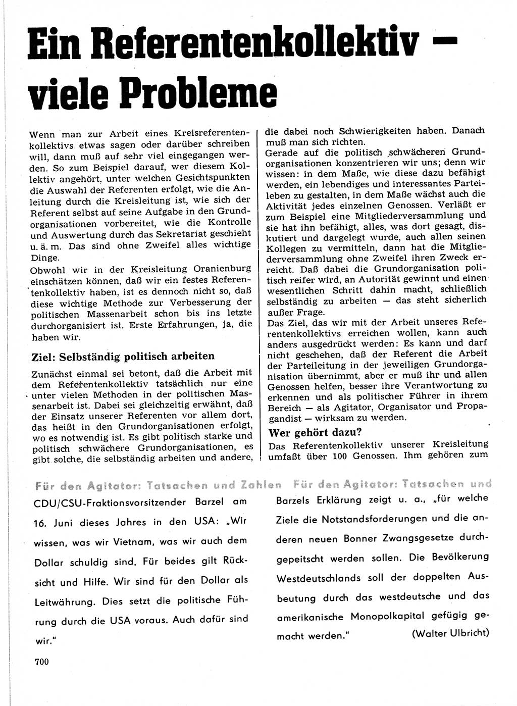 Neuer Weg (NW), Organ des Zentralkomitees (ZK) der SED (Sozialistische Einheitspartei Deutschlands) für Fragen des Parteilebens, 21. Jahrgang [Deutsche Demokratische Republik (DDR)] 1966, Seite 700 (NW ZK SED DDR 1966, S. 700)