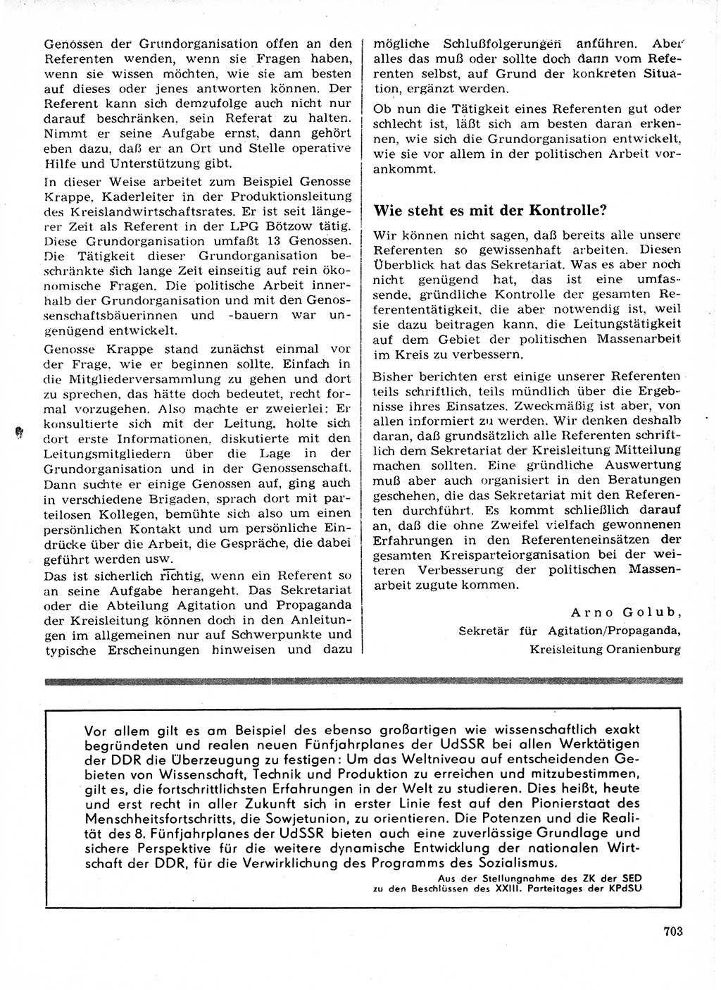 Neuer Weg (NW), Organ des Zentralkomitees (ZK) der SED (Sozialistische Einheitspartei Deutschlands) für Fragen des Parteilebens, 21. Jahrgang [Deutsche Demokratische Republik (DDR)] 1966, Seite 703 (NW ZK SED DDR 1966, S. 703)