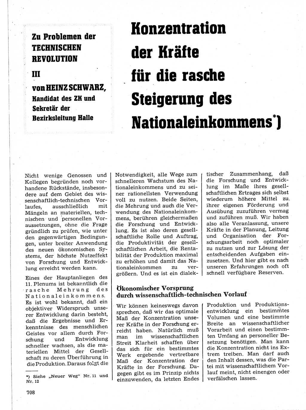 Neuer Weg (NW), Organ des Zentralkomitees (ZK) der SED (Sozialistische Einheitspartei Deutschlands) für Fragen des Parteilebens, 21. Jahrgang [Deutsche Demokratische Republik (DDR)] 1966, Seite 708 (NW ZK SED DDR 1966, S. 708)