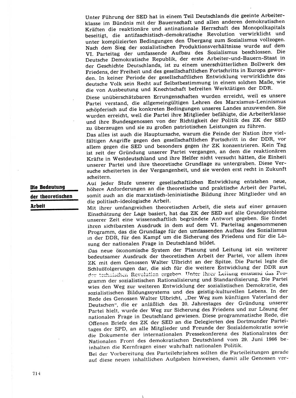 Neuer Weg (NW), Organ des Zentralkomitees (ZK) der SED (Sozialistische Einheitspartei Deutschlands) für Fragen des Parteilebens, 21. Jahrgang [Deutsche Demokratische Republik (DDR)] 1966, Seite 714 (NW ZK SED DDR 1966, S. 714)