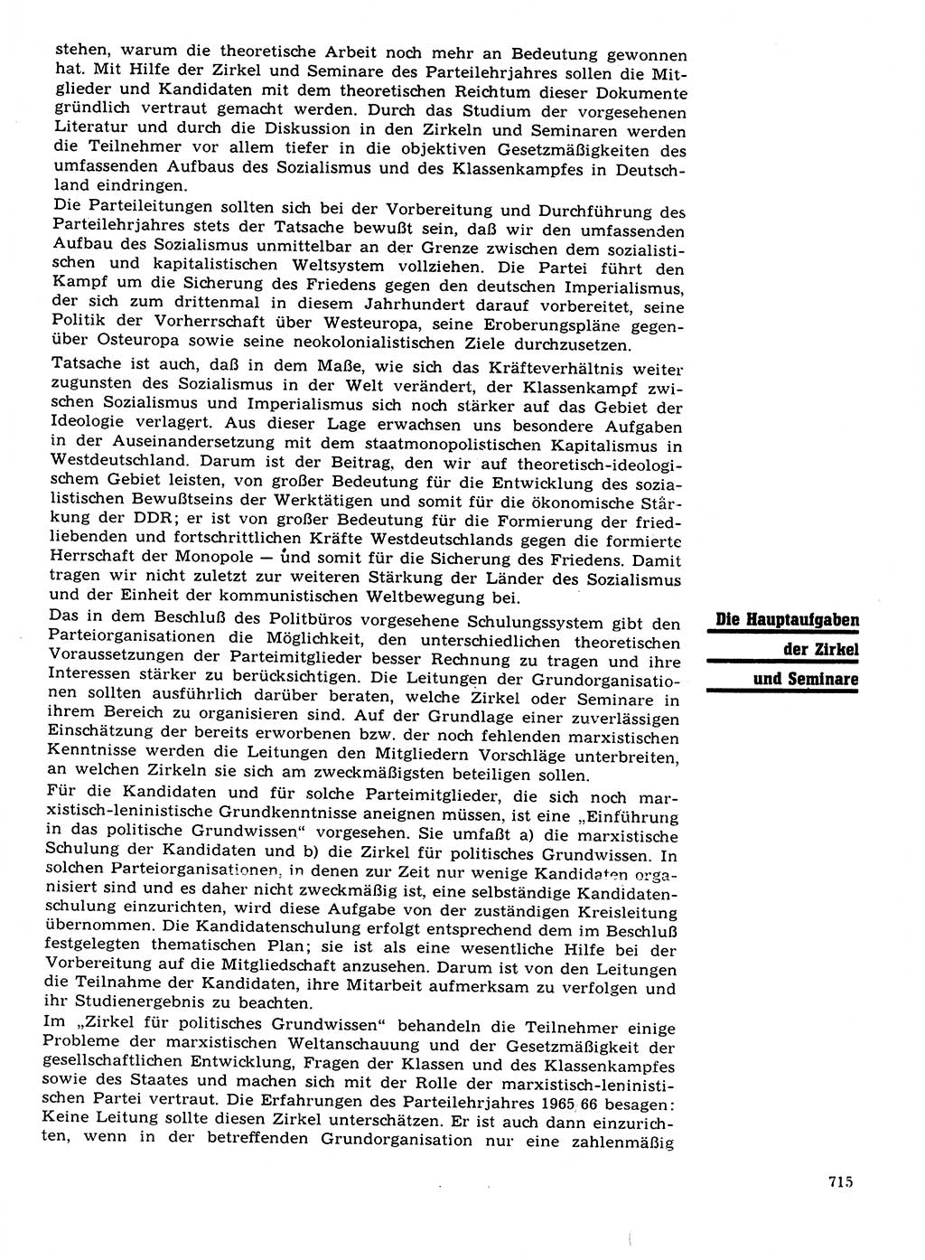 Neuer Weg (NW), Organ des Zentralkomitees (ZK) der SED (Sozialistische Einheitspartei Deutschlands) für Fragen des Parteilebens, 21. Jahrgang [Deutsche Demokratische Republik (DDR)] 1966, Seite 715 (NW ZK SED DDR 1966, S. 715)