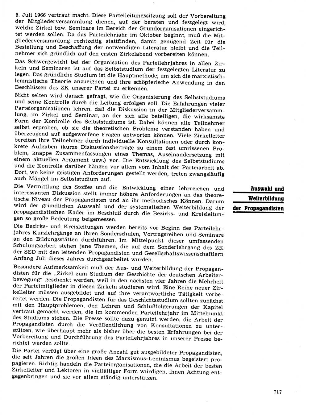 Neuer Weg (NW), Organ des Zentralkomitees (ZK) der SED (Sozialistische Einheitspartei Deutschlands) für Fragen des Parteilebens, 21. Jahrgang [Deutsche Demokratische Republik (DDR)] 1966, Seite 717 (NW ZK SED DDR 1966, S. 717)