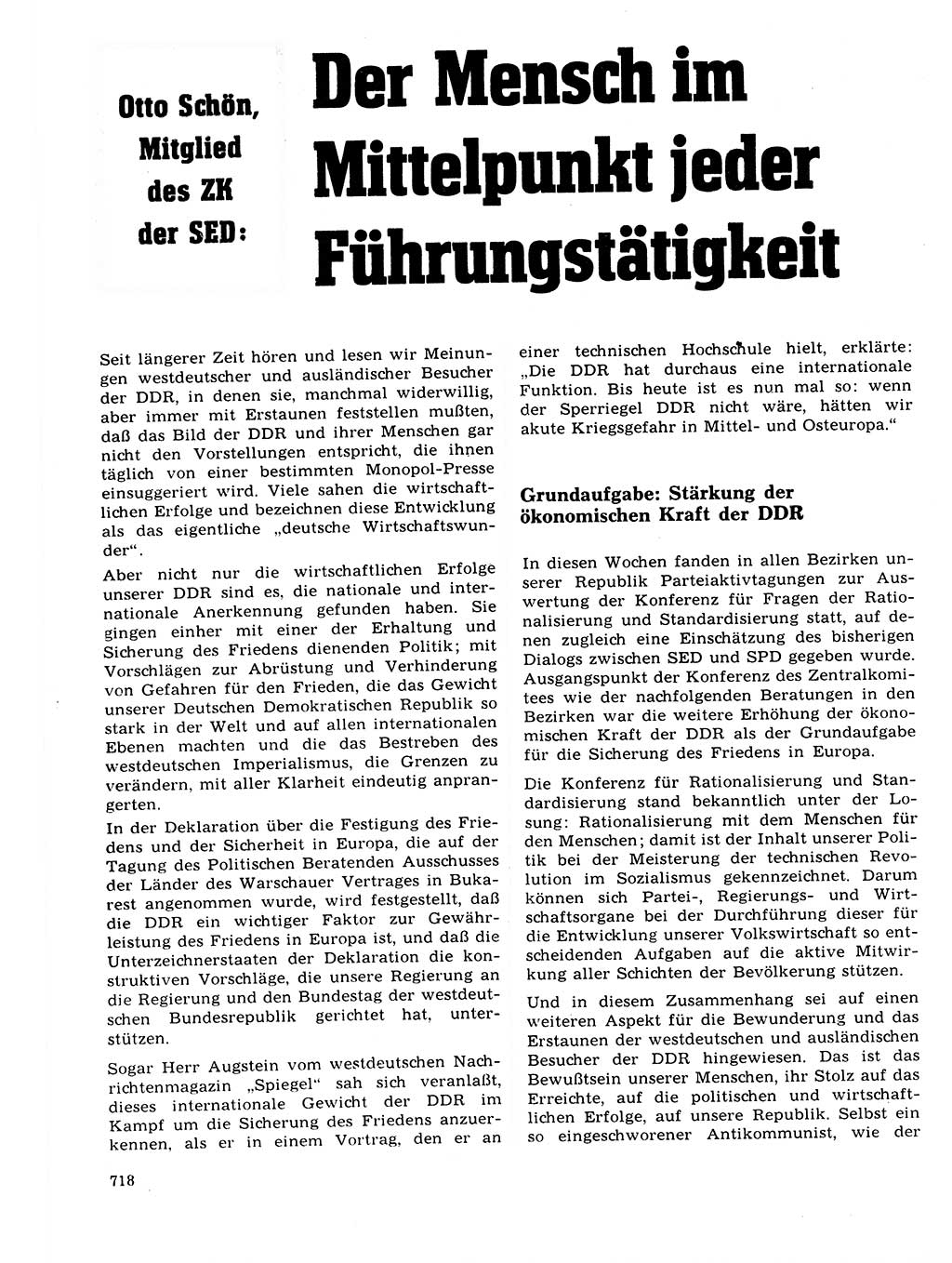 Neuer Weg (NW), Organ des Zentralkomitees (ZK) der SED (Sozialistische Einheitspartei Deutschlands) für Fragen des Parteilebens, 21. Jahrgang [Deutsche Demokratische Republik (DDR)] 1966, Seite 718 (NW ZK SED DDR 1966, S. 718)