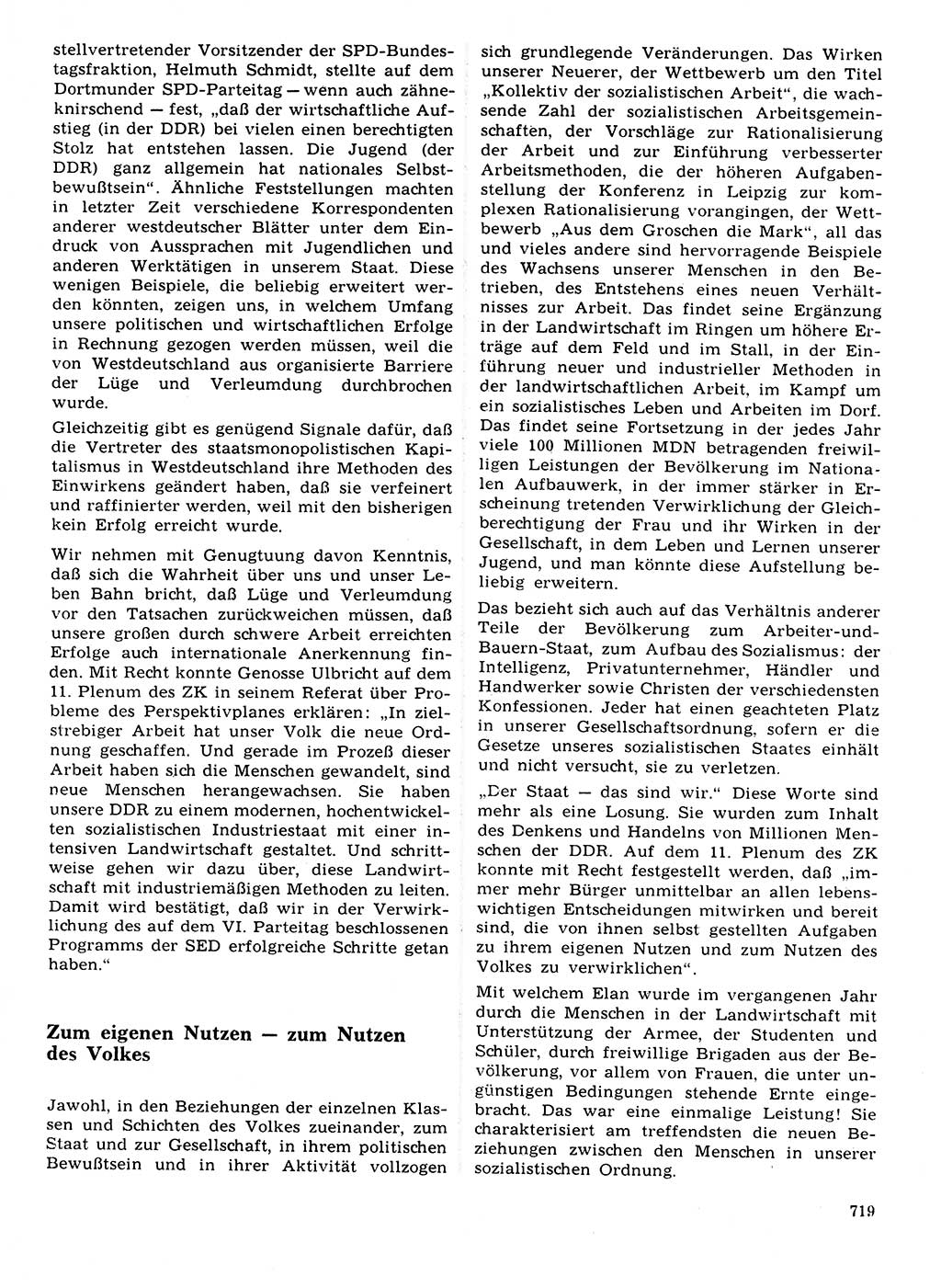 Neuer Weg (NW), Organ des Zentralkomitees (ZK) der SED (Sozialistische Einheitspartei Deutschlands) für Fragen des Parteilebens, 21. Jahrgang [Deutsche Demokratische Republik (DDR)] 1966, Seite 719 (NW ZK SED DDR 1966, S. 719)