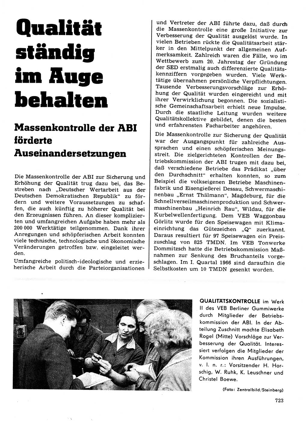 Neuer Weg (NW), Organ des Zentralkomitees (ZK) der SED (Sozialistische Einheitspartei Deutschlands) für Fragen des Parteilebens, 21. Jahrgang [Deutsche Demokratische Republik (DDR)] 1966, Seite 723 (NW ZK SED DDR 1966, S. 723)