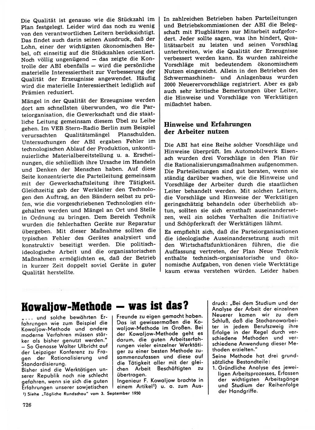 Neuer Weg (NW), Organ des Zentralkomitees (ZK) der SED (Sozialistische Einheitspartei Deutschlands) für Fragen des Parteilebens, 21. Jahrgang [Deutsche Demokratische Republik (DDR)] 1966, Seite 726 (NW ZK SED DDR 1966, S. 726)