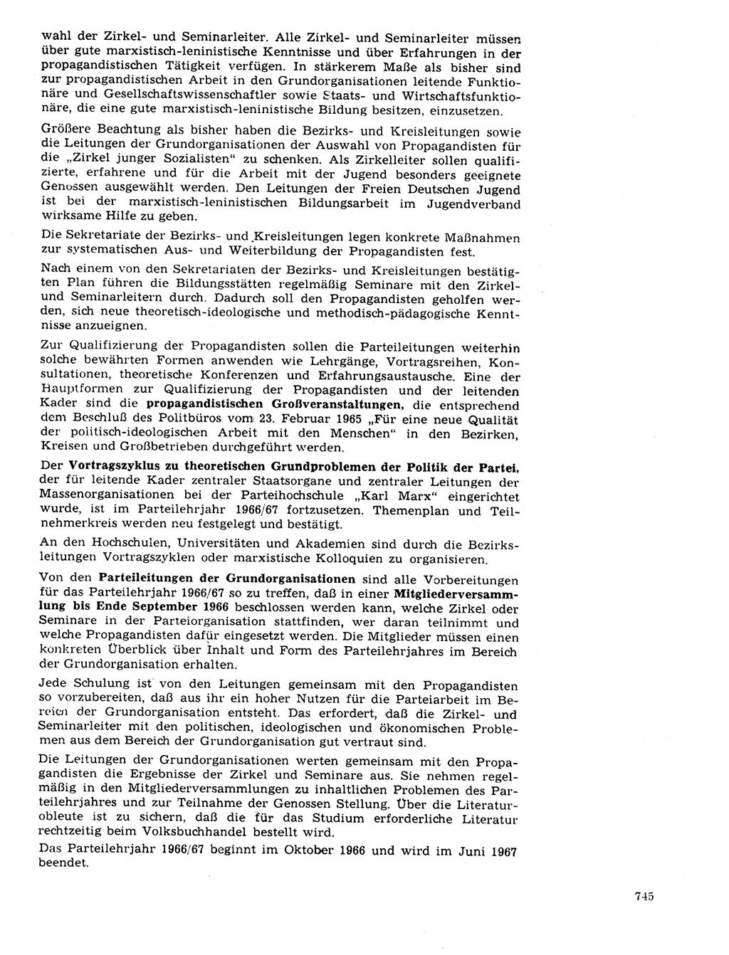 Neuer Weg (NW), Organ des Zentralkomitees (ZK) der SED (Sozialistische Einheitspartei Deutschlands) für Fragen des Parteilebens, 21. Jahrgang [Deutsche Demokratische Republik (DDR)] 1966, Seite 745 (NW ZK SED DDR 1966, S. 745)