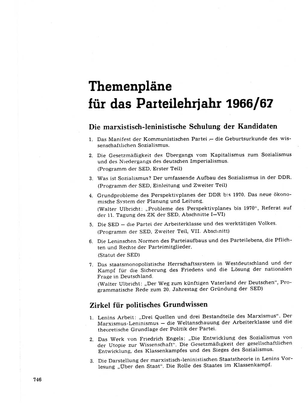 Neuer Weg (NW), Organ des Zentralkomitees (ZK) der SED (Sozialistische Einheitspartei Deutschlands) für Fragen des Parteilebens, 21. Jahrgang [Deutsche Demokratische Republik (DDR)] 1966, Seite 746 (NW ZK SED DDR 1966, S. 746)