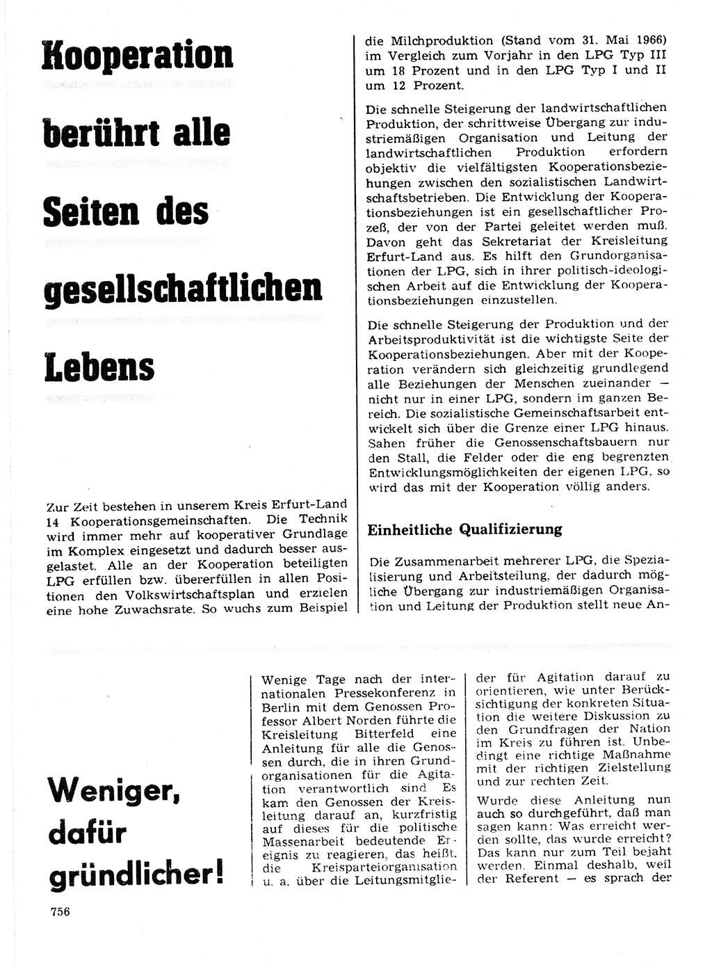 Neuer Weg (NW), Organ des Zentralkomitees (ZK) der SED (Sozialistische Einheitspartei Deutschlands) für Fragen des Parteilebens, 21. Jahrgang [Deutsche Demokratische Republik (DDR)] 1966, Seite 756 (NW ZK SED DDR 1966, S. 756)