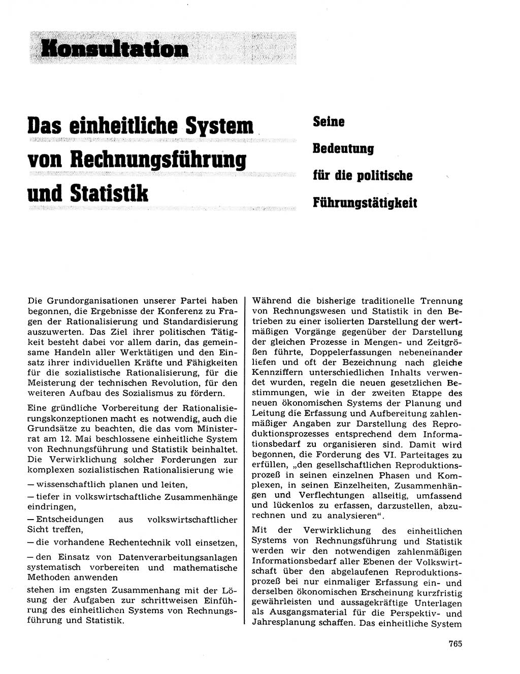 Neuer Weg (NW), Organ des Zentralkomitees (ZK) der SED (Sozialistische Einheitspartei Deutschlands) für Fragen des Parteilebens, 21. Jahrgang [Deutsche Demokratische Republik (DDR)] 1966, Seite 765 (NW ZK SED DDR 1966, S. 765)