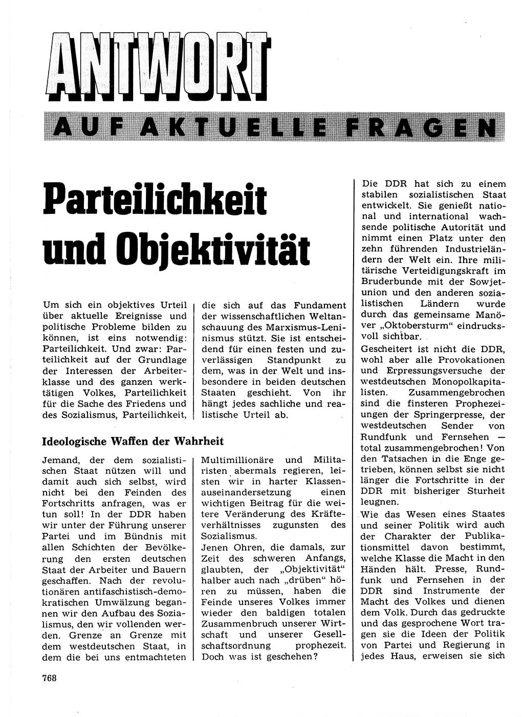 Neuer Weg (NW), Organ des Zentralkomitees (ZK) der SED (Sozialistische Einheitspartei Deutschlands) für Fragen des Parteilebens, 21. Jahrgang [Deutsche Demokratische Republik (DDR)] 1966, Seite 768 (NW ZK SED DDR 1966, S. 768)