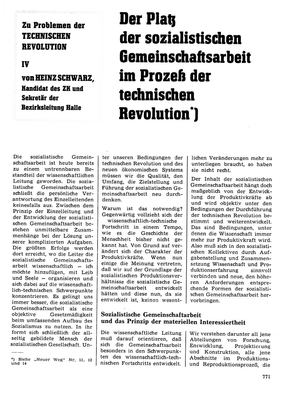 Neuer Weg (NW), Organ des Zentralkomitees (ZK) der SED (Sozialistische Einheitspartei Deutschlands) für Fragen des Parteilebens, 21. Jahrgang [Deutsche Demokratische Republik (DDR)] 1966, Seite 771 (NW ZK SED DDR 1966, S. 771)