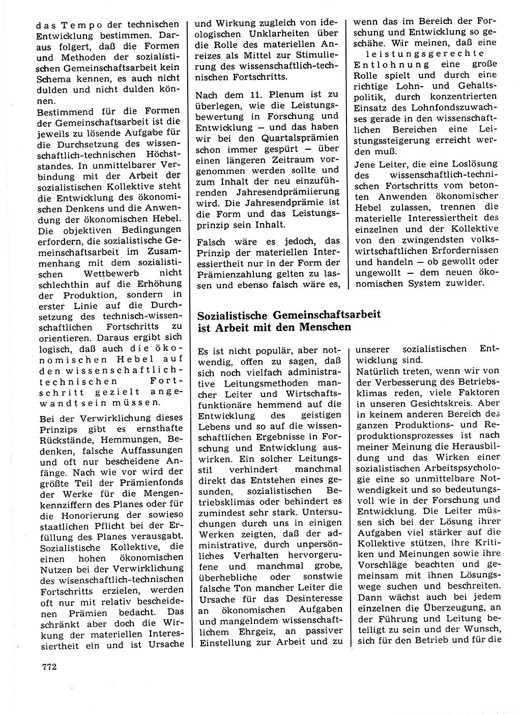 Neuer Weg (NW), Organ des Zentralkomitees (ZK) der SED (Sozialistische Einheitspartei Deutschlands) für Fragen des Parteilebens, 21. Jahrgang [Deutsche Demokratische Republik (DDR)] 1966, Seite 772 (NW ZK SED DDR 1966, S. 772)