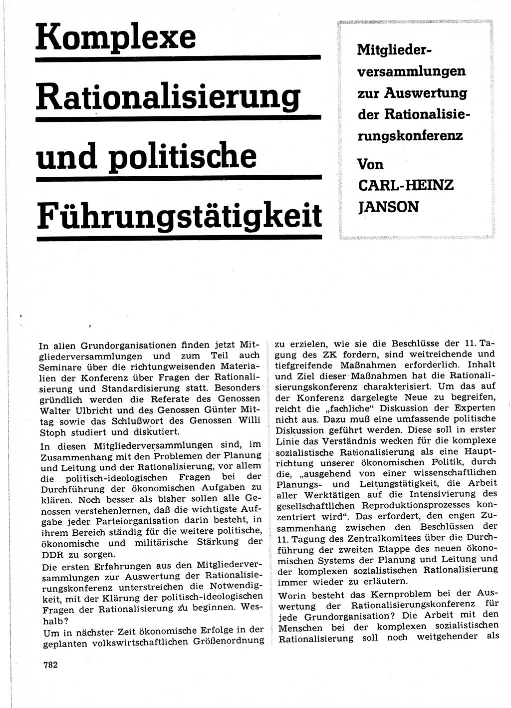 Neuer Weg (NW), Organ des Zentralkomitees (ZK) der SED (Sozialistische Einheitspartei Deutschlands) für Fragen des Parteilebens, 21. Jahrgang [Deutsche Demokratische Republik (DDR)] 1966, Seite 782 (NW ZK SED DDR 1966, S. 782)