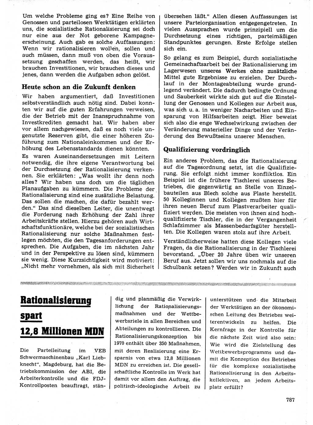 Neuer Weg (NW), Organ des Zentralkomitees (ZK) der SED (Sozialistische Einheitspartei Deutschlands) für Fragen des Parteilebens, 21. Jahrgang [Deutsche Demokratische Republik (DDR)] 1966, Seite 787 (NW ZK SED DDR 1966, S. 787)