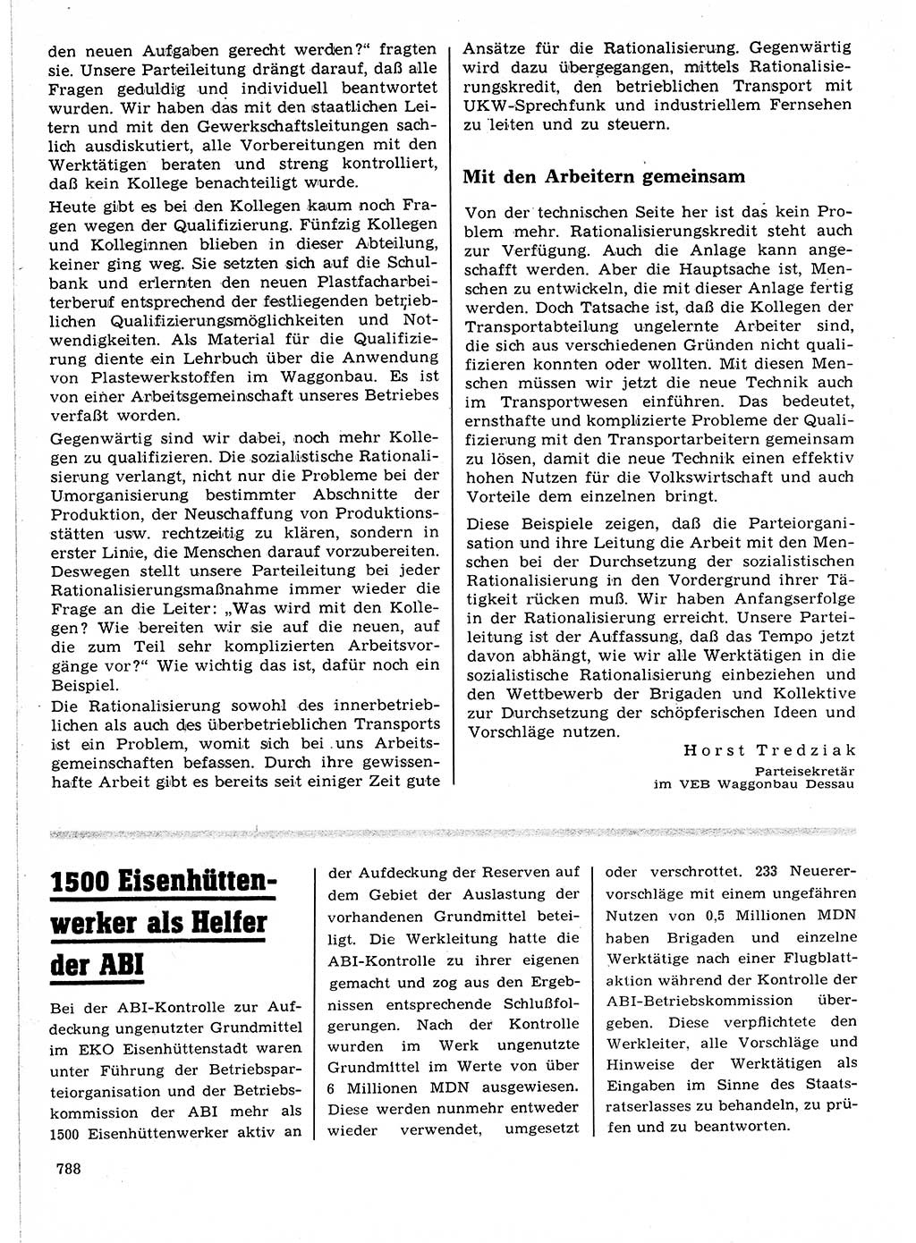 Neuer Weg (NW), Organ des Zentralkomitees (ZK) der SED (Sozialistische Einheitspartei Deutschlands) für Fragen des Parteilebens, 21. Jahrgang [Deutsche Demokratische Republik (DDR)] 1966, Seite 788 (NW ZK SED DDR 1966, S. 788)