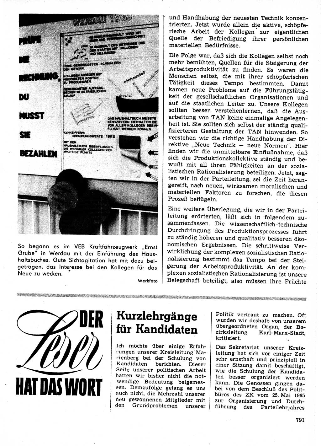 Neuer Weg (NW), Organ des Zentralkomitees (ZK) der SED (Sozialistische Einheitspartei Deutschlands) für Fragen des Parteilebens, 21. Jahrgang [Deutsche Demokratische Republik (DDR)] 1966, Seite 791 (NW ZK SED DDR 1966, S. 791)