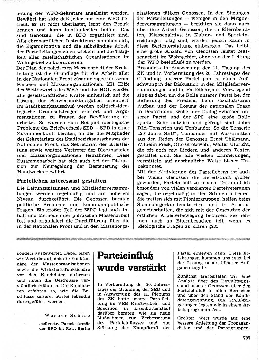 Neuer Weg (NW), Organ des Zentralkomitees (ZK) der SED (Sozialistische Einheitspartei Deutschlands) für Fragen des Parteilebens, 21. Jahrgang [Deutsche Demokratische Republik (DDR)] 1966, Seite 797 (NW ZK SED DDR 1966, S. 797)