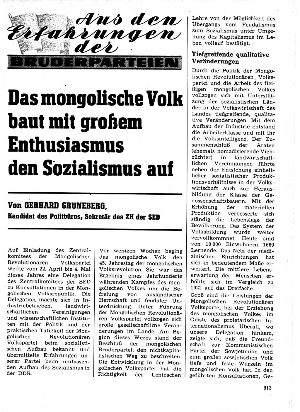 Neuer Weg (NW), Organ des Zentralkomitees (ZK) der SED (Sozialistische Einheitspartei Deutschlands) für Fragen des Parteilebens, 21. Jahrgang [Deutsche Demokratische Republik (DDR)] 1966, Seite 813 (NW ZK SED DDR 1966, S. 813)