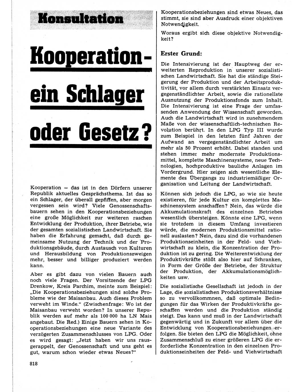Neuer Weg (NW), Organ des Zentralkomitees (ZK) der SED (Sozialistische Einheitspartei Deutschlands) für Fragen des Parteilebens, 21. Jahrgang [Deutsche Demokratische Republik (DDR)] 1966, Seite 818 (NW ZK SED DDR 1966, S. 818)