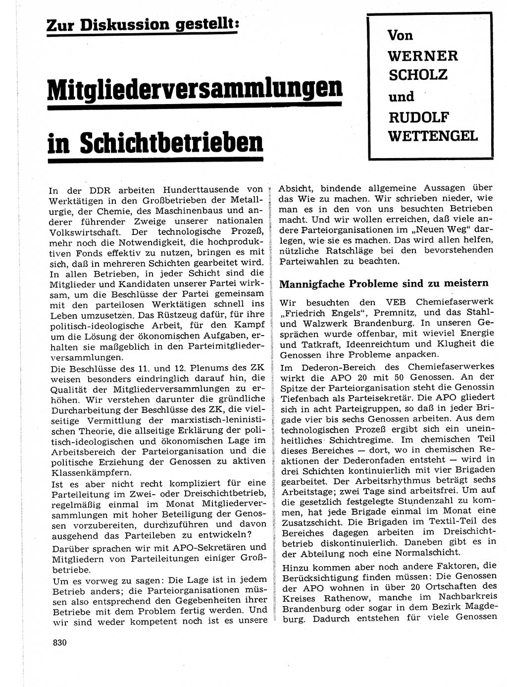 Neuer Weg (NW), Organ des Zentralkomitees (ZK) der SED (Sozialistische Einheitspartei Deutschlands) für Fragen des Parteilebens, 21. Jahrgang [Deutsche Demokratische Republik (DDR)] 1966, Seite 830 (NW ZK SED DDR 1966, S. 830)