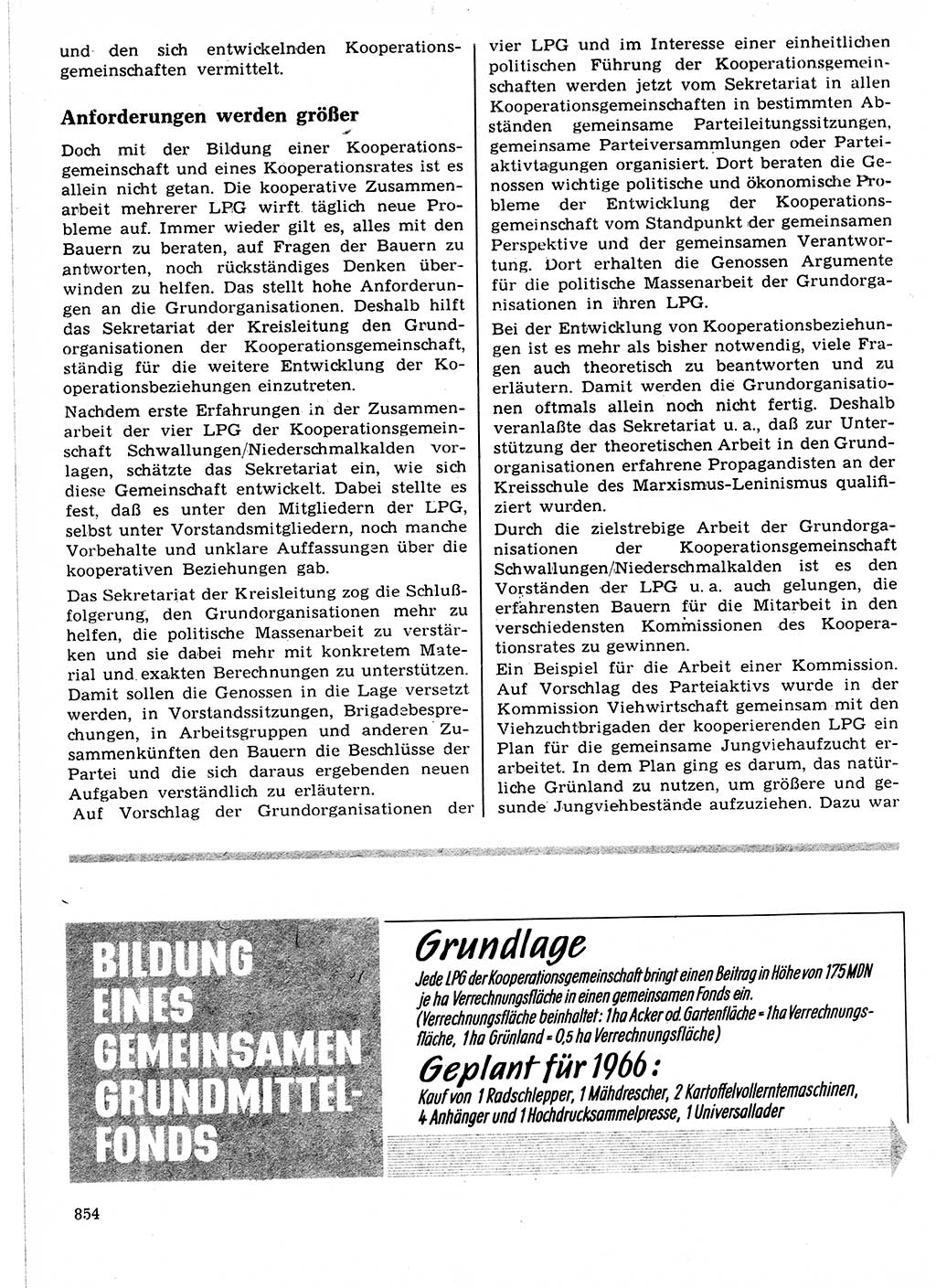 Neuer Weg (NW), Organ des Zentralkomitees (ZK) der SED (Sozialistische Einheitspartei Deutschlands) für Fragen des Parteilebens, 21. Jahrgang [Deutsche Demokratische Republik (DDR)] 1966, Seite 854 (NW ZK SED DDR 1966, S. 854)