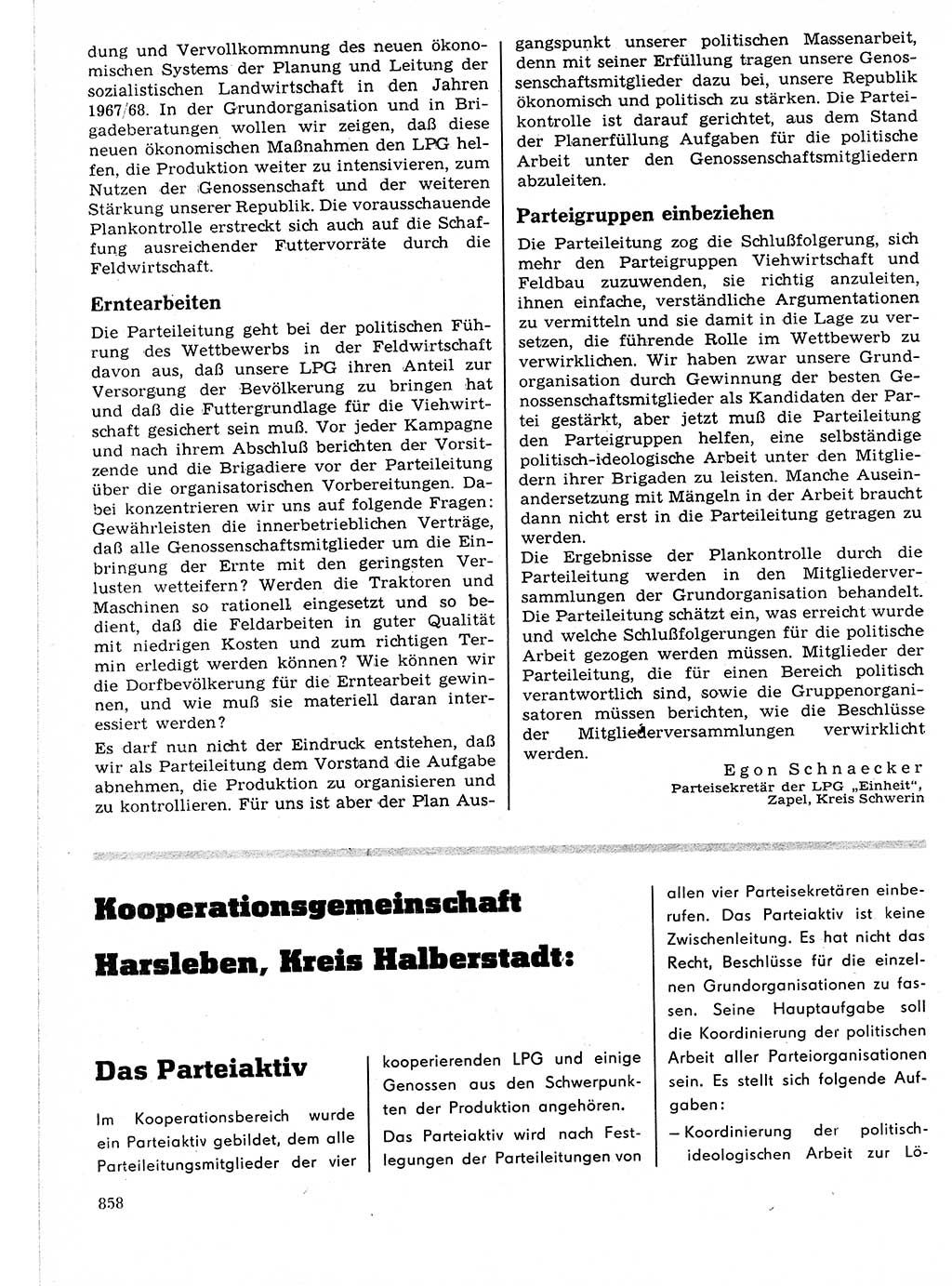 Neuer Weg (NW), Organ des Zentralkomitees (ZK) der SED (Sozialistische Einheitspartei Deutschlands) für Fragen des Parteilebens, 21. Jahrgang [Deutsche Demokratische Republik (DDR)] 1966, Seite 858 (NW ZK SED DDR 1966, S. 858)