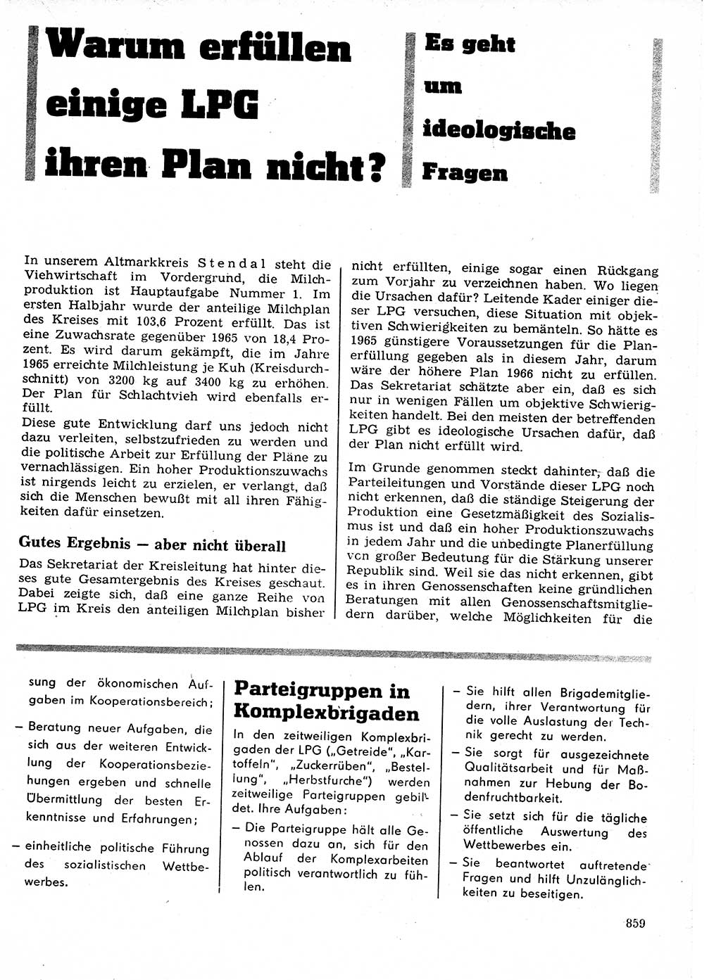 Neuer Weg (NW), Organ des Zentralkomitees (ZK) der SED (Sozialistische Einheitspartei Deutschlands) für Fragen des Parteilebens, 21. Jahrgang [Deutsche Demokratische Republik (DDR)] 1966, Seite 859 (NW ZK SED DDR 1966, S. 859)