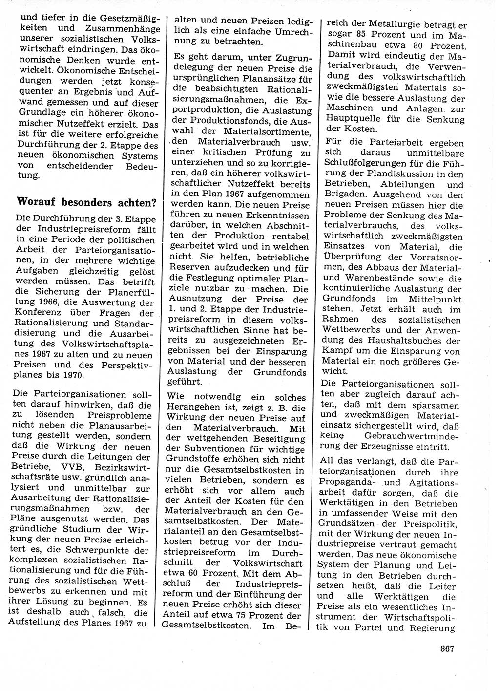 Neuer Weg (NW), Organ des Zentralkomitees (ZK) der SED (Sozialistische Einheitspartei Deutschlands) für Fragen des Parteilebens, 21. Jahrgang [Deutsche Demokratische Republik (DDR)] 1966, Seite 867 (NW ZK SED DDR 1966, S. 867)