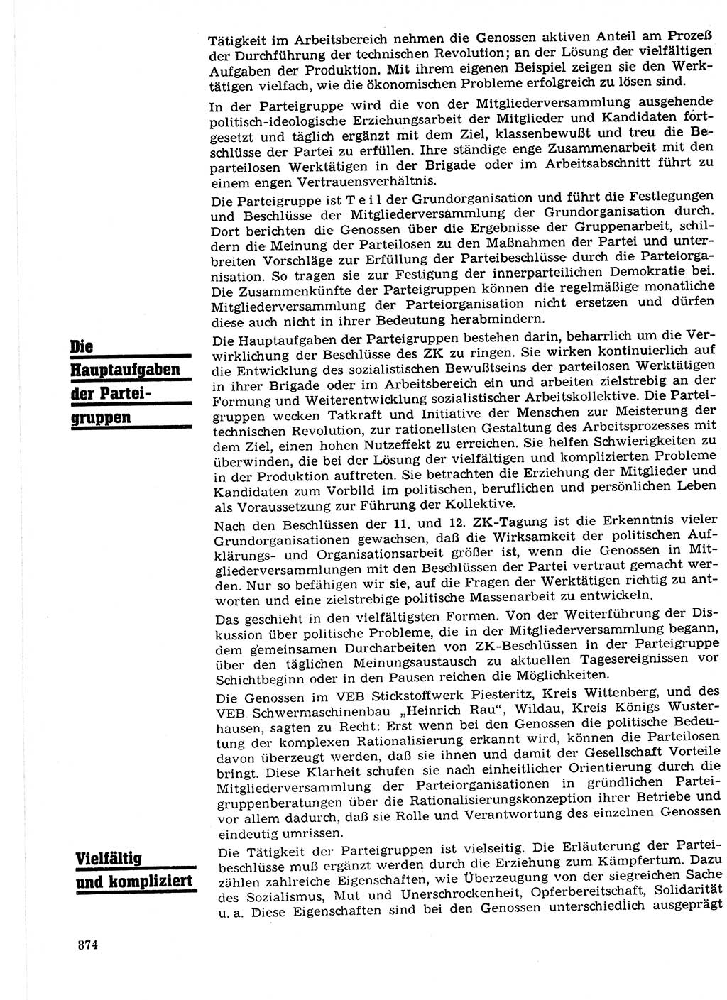 Neuer Weg (NW), Organ des Zentralkomitees (ZK) der SED (Sozialistische Einheitspartei Deutschlands) für Fragen des Parteilebens, 21. Jahrgang [Deutsche Demokratische Republik (DDR)] 1966, Seite 874 (NW ZK SED DDR 1966, S. 874)