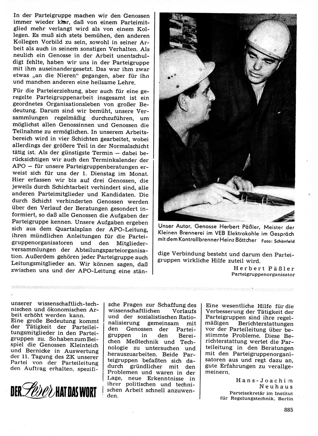 Neuer Weg (NW), Organ des Zentralkomitees (ZK) der SED (Sozialistische Einheitspartei Deutschlands) für Fragen des Parteilebens, 21. Jahrgang [Deutsche Demokratische Republik (DDR)] 1966, Seite 885 (NW ZK SED DDR 1966, S. 885)